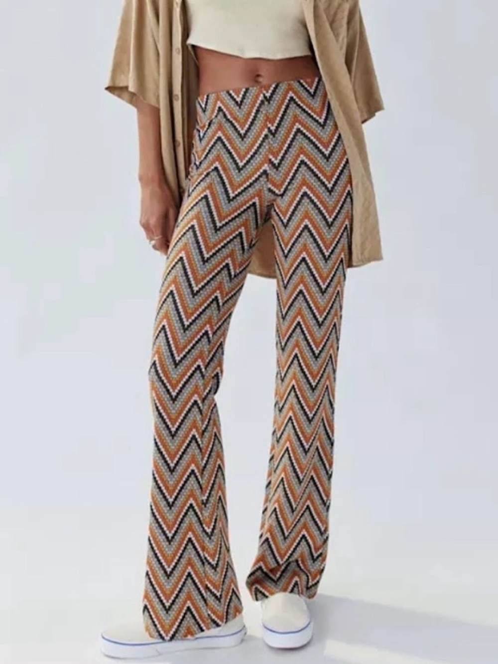 Urban Outfitters Bryn Pull On Bell Bottoms With Chevron Stripe